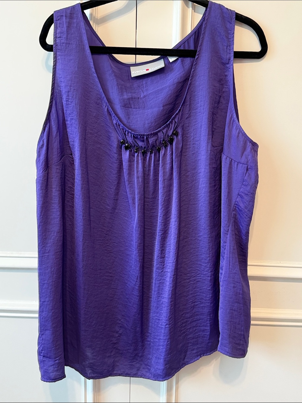 Avenue Purple Sleeveless Beaded Scoop-Neck Tank